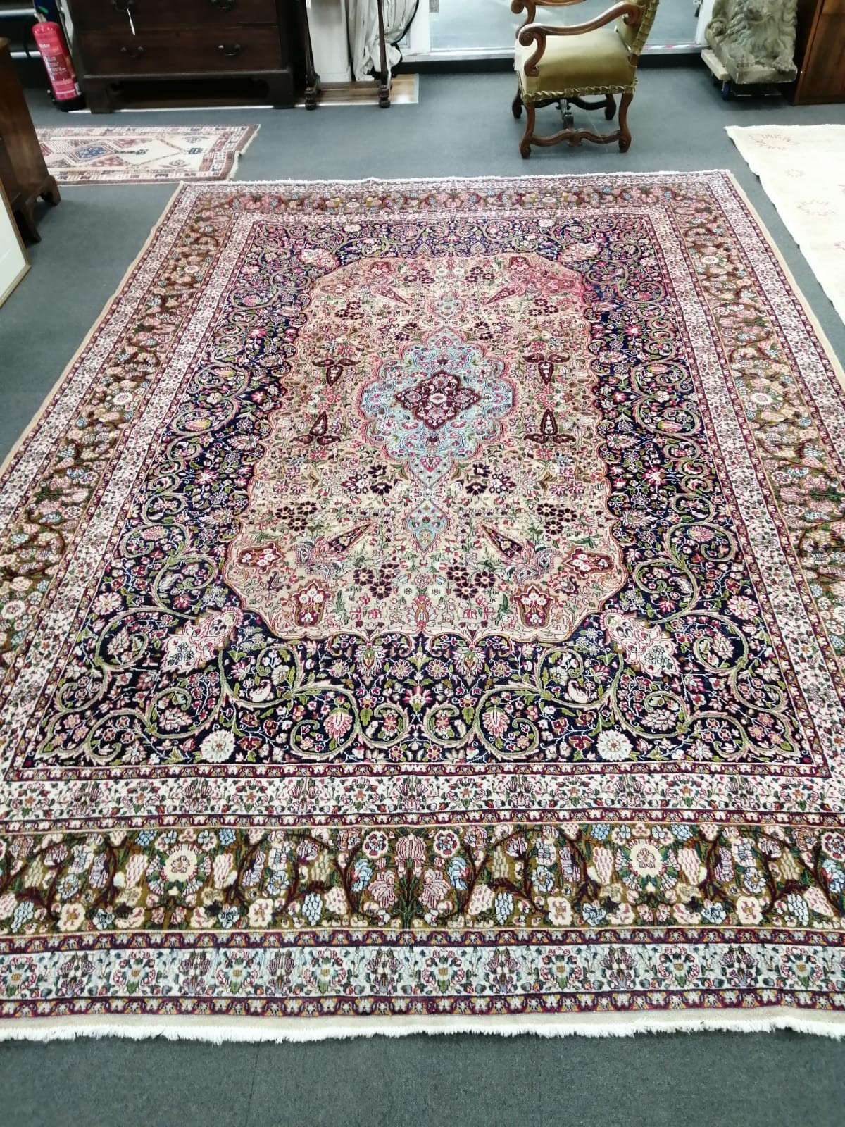 A North West Persian blue ground carpet, 410 x 280cm